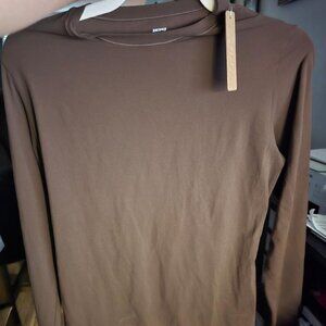 SKIMS Fit Everbody Long Sleeve T-Shirt Cocoa Sz XL NWT